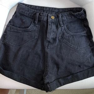princess polly black denim shorts